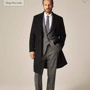 Men's Black Rivington topcoat in Italian wool blend